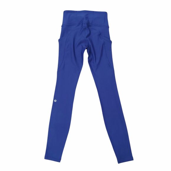 Lululemon Tights Womens 4 Blue Mid Rise Full Length Fast Free Athleisure Running - Picture 5 of 13